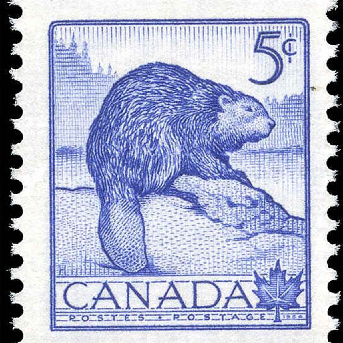 Vintage Canadian postage stamp featuring the beaver—national symbol and inspiration for BeaverTag